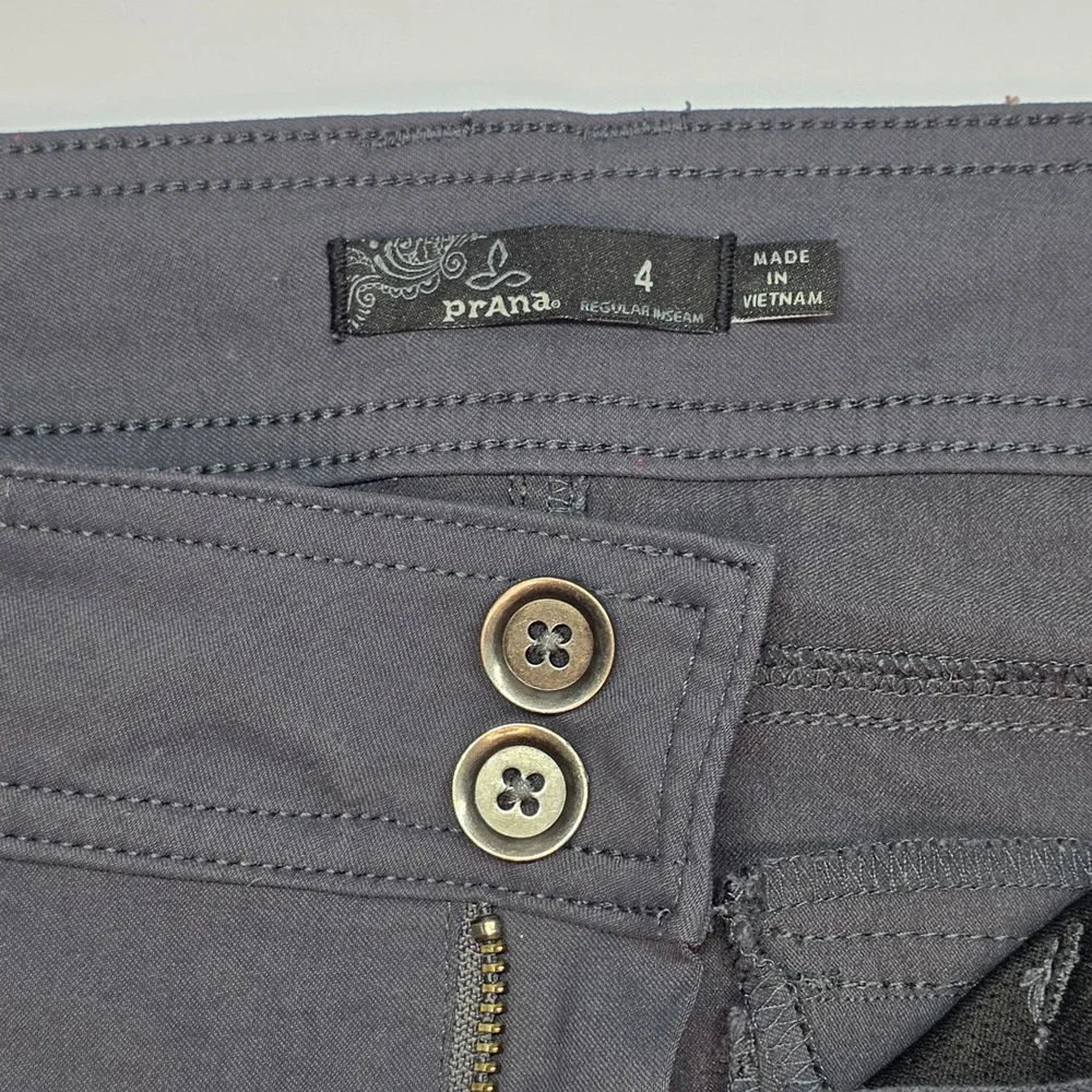 Prana Halle Hiking Pants Charcoal Grey Roll Up Capri Zion Stretch Womens 4 Reg